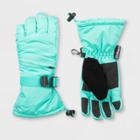 Girls' Solid With Zipper Pocket Ski Gloves - C9 Champion Green