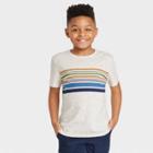 Boys' Short Sleeve Chest Striped T-shirt - Cat & Jack Cream