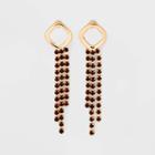 Gold With Amber Rhinestone Chain Drop Earrings - A New Day Brown