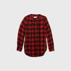 Women's Plaid Long Sleeve Tunic Popover Blouse - Universal Thread Red