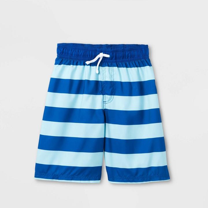 Boys' Striped Volley Swim Trunks - Cat & Jack Blue