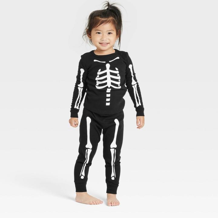 Toddler Halloween Skeletons Matching Family Pajama Set - Hyde & Eek! Boutique Black
