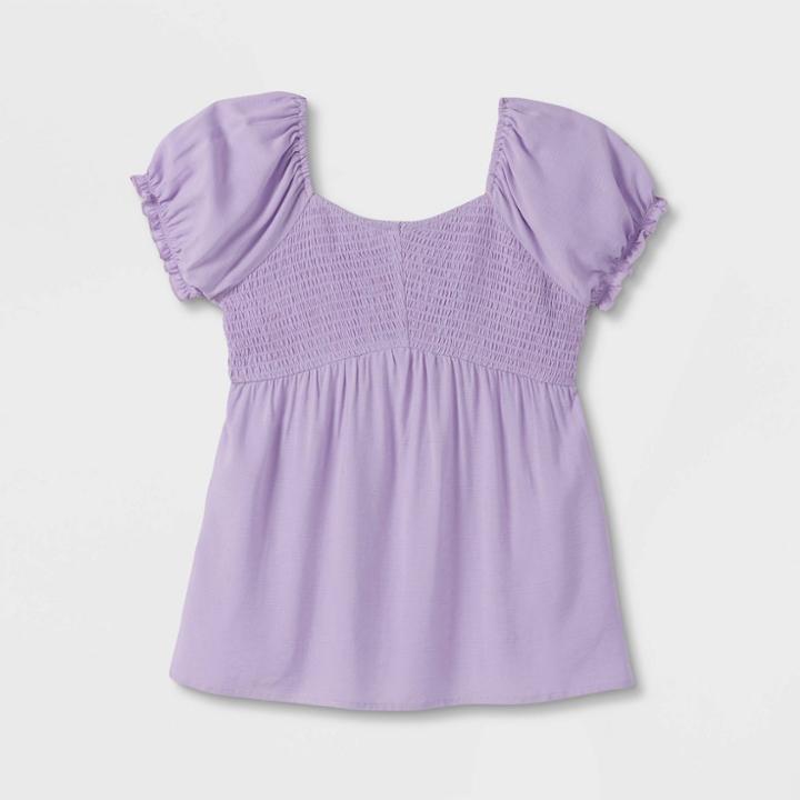 Girls' Flowy Smocked Top - Art Class Purple