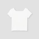 Girls' Rib-knit Square Neck Short Sleeve Top - Art Class White