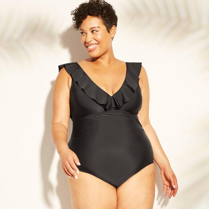 Women's Ruffle One Piece Swimsuit - Kona Sol Black