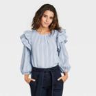 Women's Ruffle 3/4 Sleeve Blouse - Universal Thread Blue