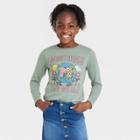 Girls' Mtv 'music Heals The World' Long Sleeve Graphic T-shirt - Green