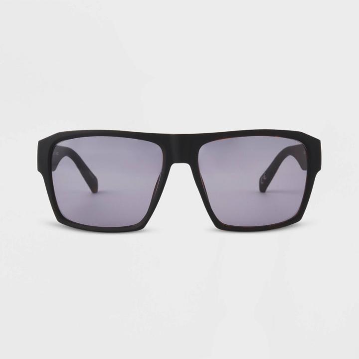 Men's Matte Rubberized Plastic Rectangle Sunglasses - Original Use Black