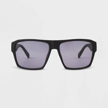 Men's Matte Rubberized Plastic Rectangle Sunglasses - Original Use Black