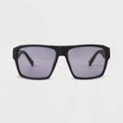 Men's Matte Rubberized Plastic Rectangle Sunglasses - Original Use Black