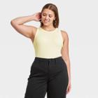 Women's Plus Size Rib Layer Essential Tank Top - A New Day Yellow