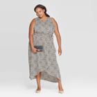 Women's Plus Size Animal Print Sleeveless Crewneck Wrap Skirt Maxi Dress - Ava & Viv Black