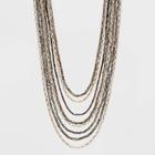 8 Row Glass Metal Chain, Beaded And Multi-strand Necklace - A New Day Brown, Brown/grey
