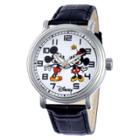 Boys' Disney Mickey & Minnie Mouse Strap Watch With White Dial - Black