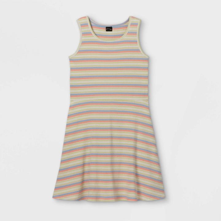 Girls' Tank Scoop Neck Rib-knit Skater Dress - Art Class