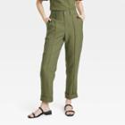Women's High-rise Slim Fit Effortless Pintuck Ankle Pants - A New Day Green
