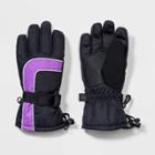 Girls' Ski Onyx Print Gloves - All In Motion Black 4-7, Black/black