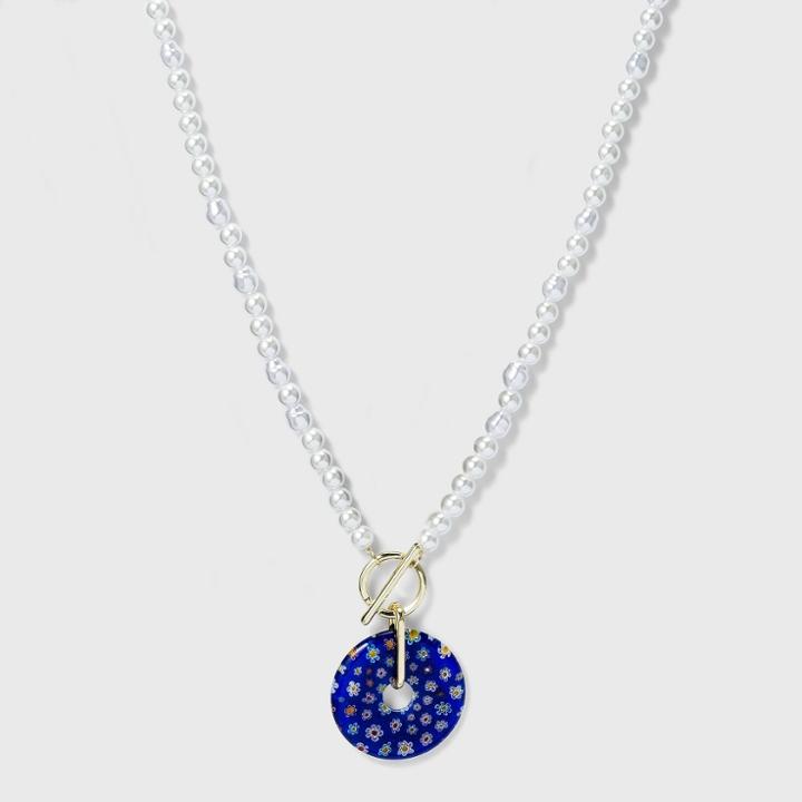 Sugarfix By Baublebar Floral Pendant Link Chain Necklace - Blue