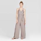 Women's Striped V-neck Strappy Wrap Jumpsuit - Xhilaration Gray