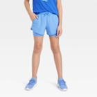 Girls' Double Layered Run Shorts - All In Motion Vibrant Blue