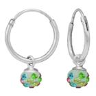Target Girls' Sterling Silver Hoop With Crystal Ball Dangle Earring-4.5mm-pastel, Pastel