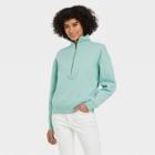 Women's French Terry Quarter Zip Sweatshirt - Universal Thread Teal Green