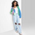 Women's Crafted Chunky Knit Cardigan - Wild Fable Green Color Block