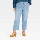 Women's Plus Size High-rise Vintage Straight Cropped Jeans - Universal Thread Bistro Blue