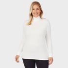 Warm Essentials By Cuddl Duds Women's Plus Size Smooth Stretch Thermal Turtleneck Top - Ivory