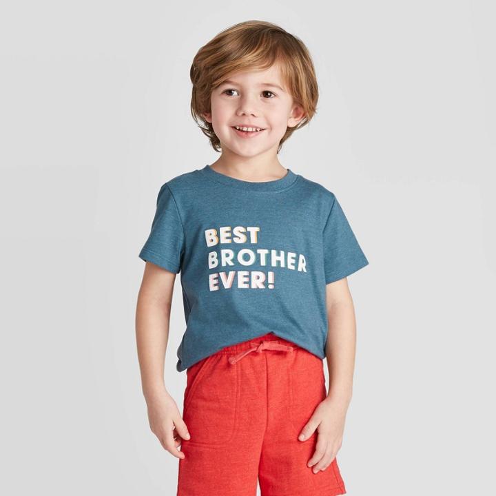 Petitetoddler Boys' Short Sleeve Best Brother Ever Graphic T-shirt - Cat & Jack Blue 12m, Toddler Boy's