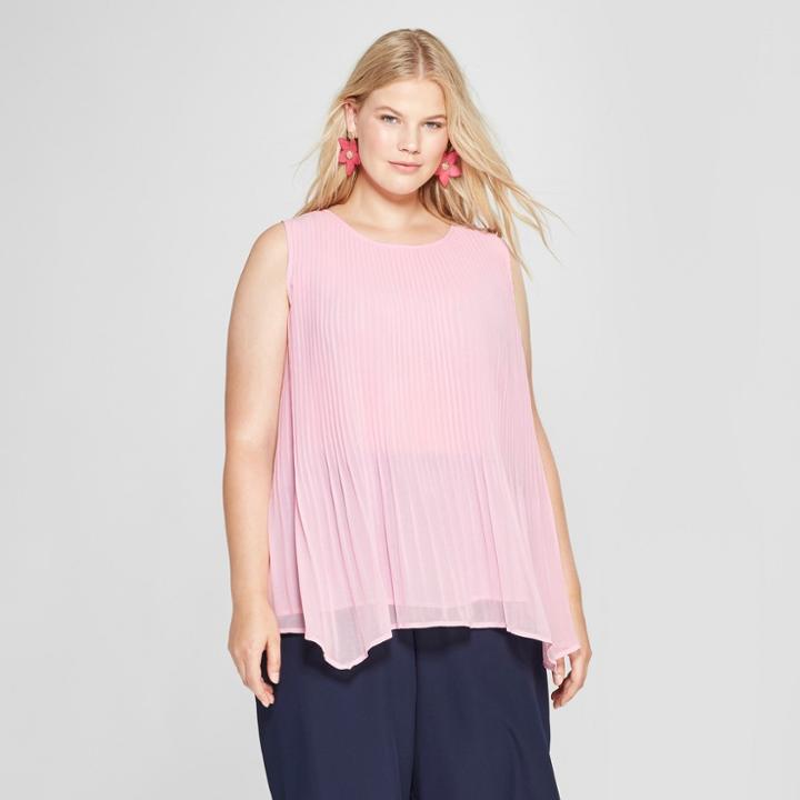 Women's Plus Size Pleated Tank - Ava & Viv Pink X