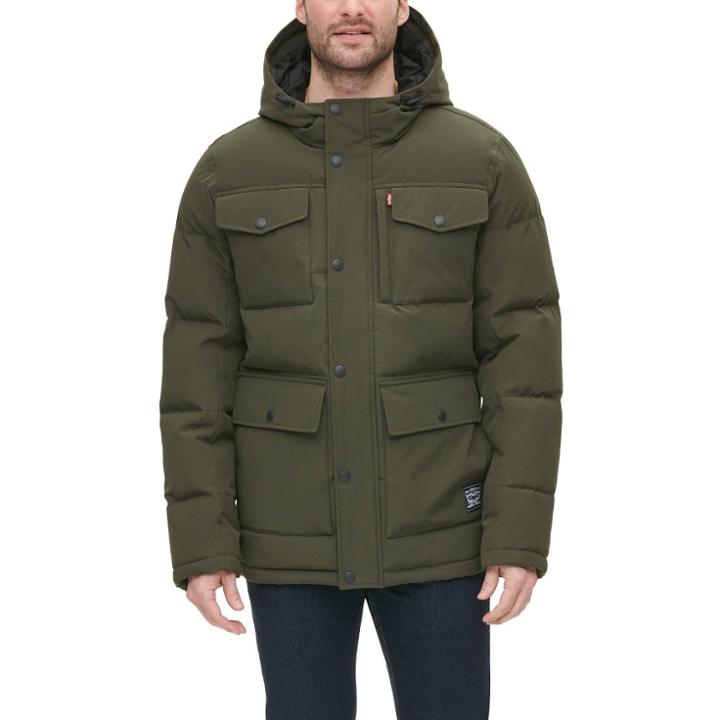 Levi's Men's Arctic Cloth Quilted Parka Jacket - Olive Green