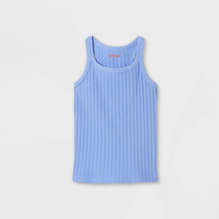 Girls' Ribbed Tank Top - Cat & Jack Periwinkle Blue