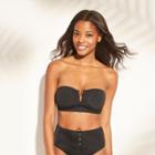 Women's Ribbed V Wire Bandeau Bikini Top - Xhilaration Black D/dd Cup