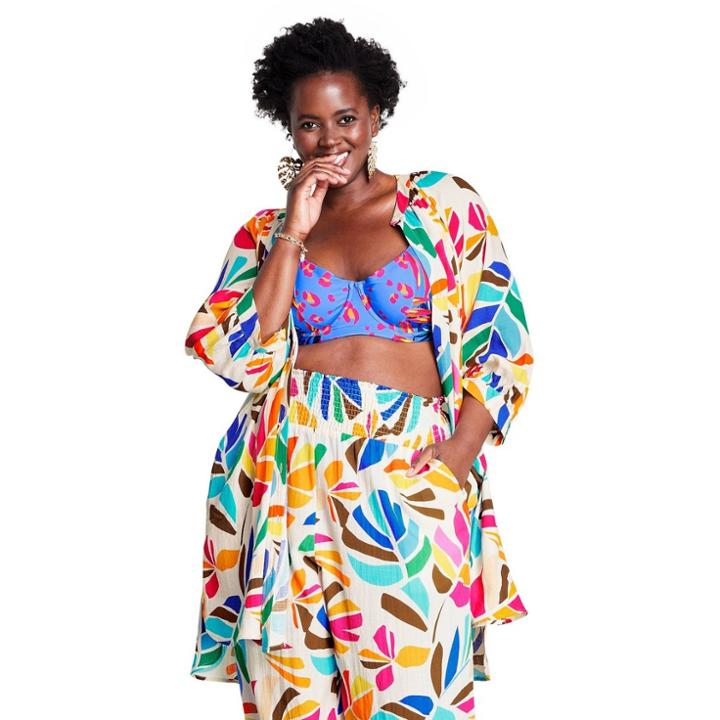 Women's Plus Size Botanical Print Cover Up Shirtdress - Tabitha Brown For Target