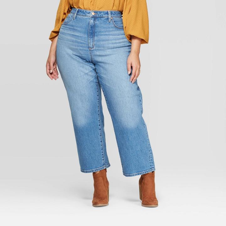 Women's Plus Size High-rise Straight Cropped Jeans - Universal Thread Medium Wash 20w, Women's, Blue