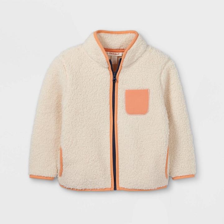 Toddler Sherpa Zip-up Sweatshirt - Cat & Jack Cream
