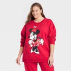 Adult Unisex Disney Plus Size Mickey And Friends Family Holiday Graphic Sweatshirt - Red
