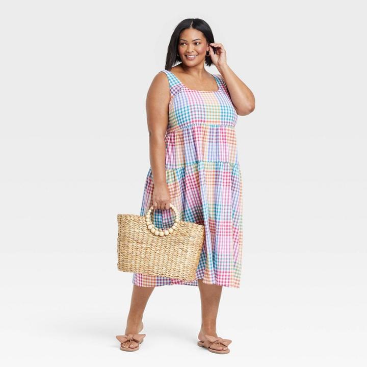 Women's Plus Size Sleeveless Tie-back Tiered Dress - Ava & Viv