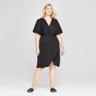 Women's Plus Size Wrap Dress - Ava & Viv Black X