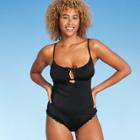 Women's Tall/long Torso Tunnel Keyhole One Piece Swimsuit - Shade & Shore Black
