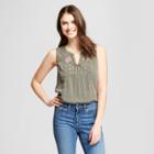 Women's Cross Stitch Embroidered Tank - Knox Rose Charcoal
