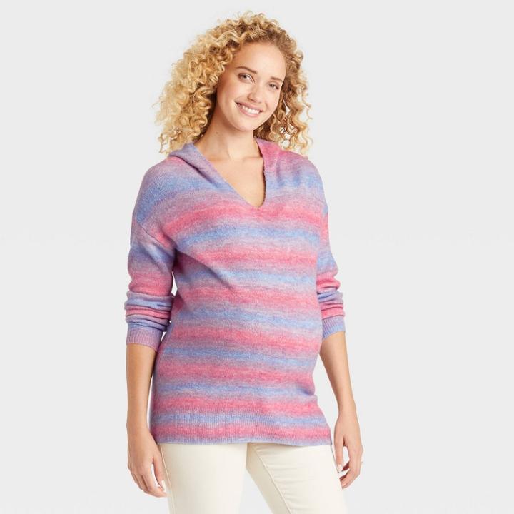 Hoodie Pullover Maternity Sweater - Isabel Maternity By Ingrid & Isabel Pink