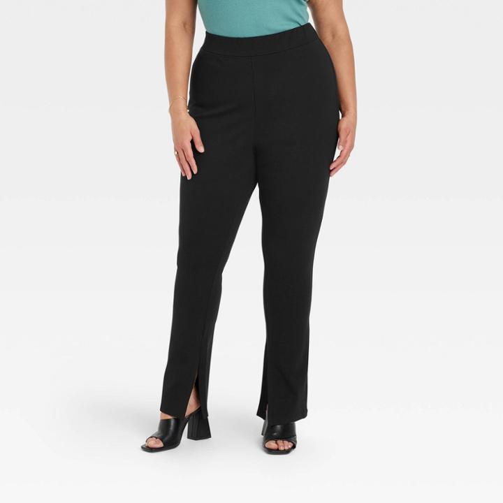 Women's Plus Size High-waisted Split Hem Leggings - A New Day Black
