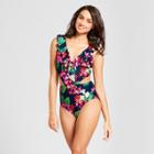 Clean Water Cleanwater Women's Striped Floral Ruffle Monokini - Blue Floral
