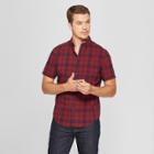 Men's Plaid Standard Fit Short Sleeve Poplin Button-down Shirt - Goodfellow & Co Berry Cobbler