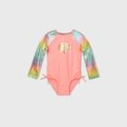 Toddler Girls' Mermaid Scale Long Sleeve One Piece Swimsuit - Cat & Jack Coral