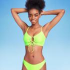 Women's Lace-up Longline Bralette Bikini Top - Wild Fable Neon Green