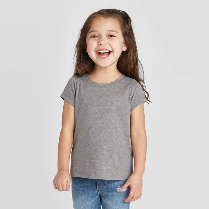 Petitetoddler Girls' Short Sleeve T-shirt - Cat & Jack Gray 12m, Toddler Girl's