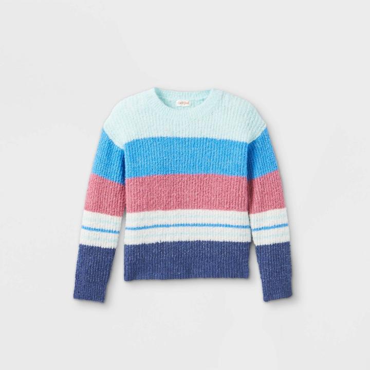 Girls' Striped Pullover Sweater - Cat & Jack